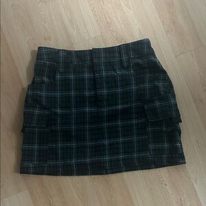 Garage Black and Gray Checkered Cargo Skirt